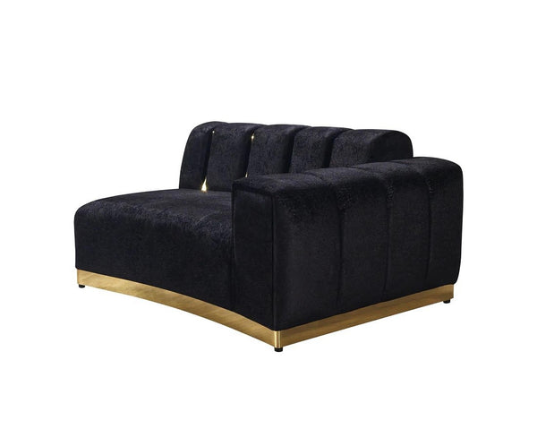 HomeRoots Black Velvet Modular Curved Sectional Sofa with Luxurious Toss Pillows & Glamorous Tufted Design 643961