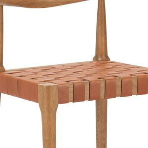 HomeRoots Set of Two 26" Tan Solid Wood Bar Chairs with Leather-Match Upholstery for Stylish Comfort 643968