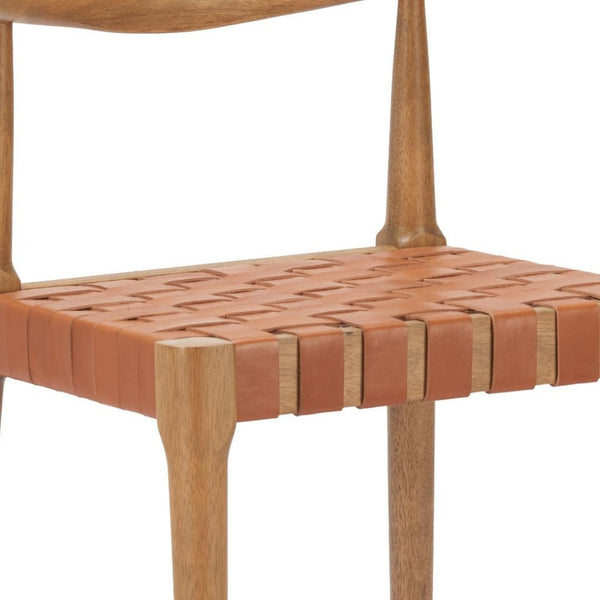 HomeRoots Set of Two 26" Tan Solid Wood Bar Chairs with Leather-Match Upholstery for Stylish Comfort 643968