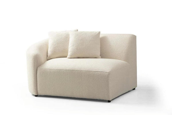 HomeRoots Ivory Boucle Modular Curved Sectional Sofa with Chaise & 4 Toss Pillows - Modern Comfort for Living Rooms 643970