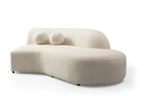 HomeRoots Ivory Boucle Modular Curved Sectional Sofa with Chaise & 4 Toss Pillows - Modern Comfort for Living Rooms 643970