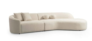 HomeRoots Ivory Boucle Modular Curved Sectional Sofa with Chaise & 4 Toss Pillows - Modern Comfort for Living Rooms 643970