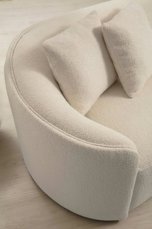 HomeRoots Ivory Boucle Modular Curved Sectional Sofa with Chaise & 4 Toss Pillows - Modern Comfort for Living Rooms 643970