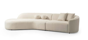 HomeRoots Ivory Boucle Modular Curved Sectional Sofa with Chaise & Toss Pillows for Modern Living Spaces 643971