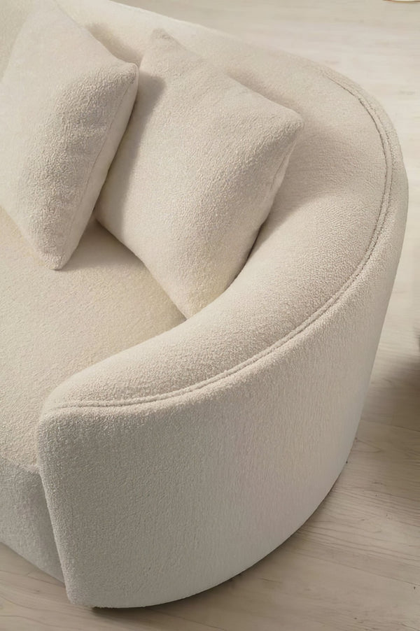 HomeRoots Ivory Boucle Modular Curved Sectional Sofa with Chaise & Toss Pillows for Modern Living Spaces 643971