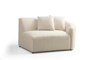HomeRoots Ivory Boucle Modular Curved Sectional Sofa with Chaise & Toss Pillows for Modern Living Spaces 643971