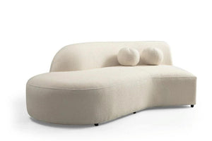 HomeRoots Ivory Boucle Modular Curved Sectional Sofa with Chaise & Toss Pillows for Modern Living Spaces 643971