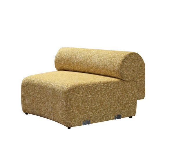 HomeRoots Mustard Boucle Modular Curved Sectional Sofa – 3-Piece Design with 9 Cozy Toss Pillows for Comfort 643974