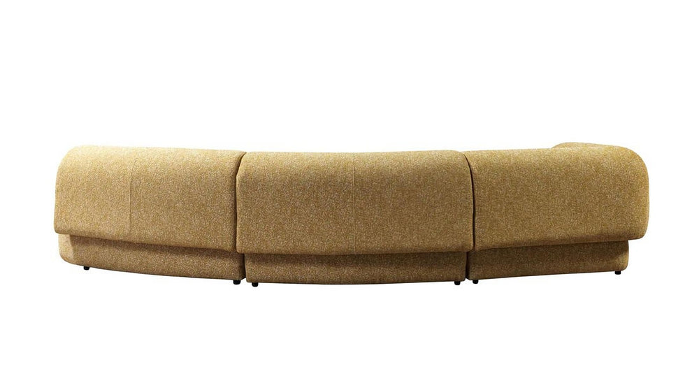 HomeRoots Mustard Boucle Modular Curved Sectional Sofa – 3-Piece Design with 9 Cozy Toss Pillows for Comfort 643974