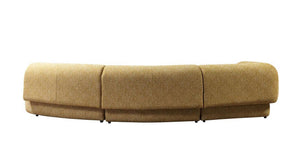 HomeRoots Mustard Boucle Modular Curved Sectional Sofa – 3-Piece Design with 9 Cozy Toss Pillows for Comfort 643974