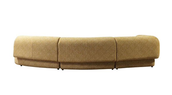 HomeRoots Mustard Boucle Modular Curved Sectional Sofa – 3-Piece Design with 9 Cozy Toss Pillows for Comfort 643974