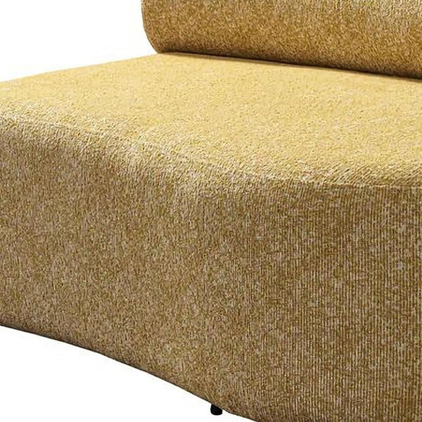 HomeRoots Mustard Boucle Modular Curved Sectional Sofa – 3-Piece Design with 9 Cozy Toss Pillows for Comfort 643974
