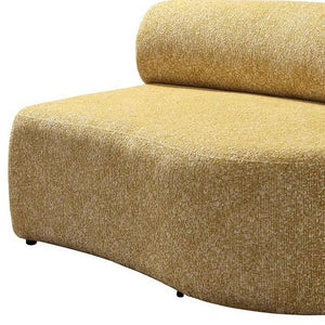 HomeRoots Mustard Boucle Modular Curved Sectional Sofa – 3-Piece Design with 9 Cozy Toss Pillows for Comfort 643974