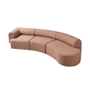 HomeRoots Orange Boucle Modular Curved Sectional Sofa - Plush Comfort, 3-Piece Design with 9 Toss Pillows 643975