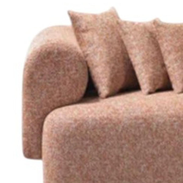 HomeRoots Orange Boucle Modular Curved Sectional Sofa - Plush Comfort, 3-Piece Design with 9 Toss Pillows 643975