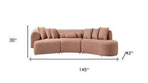 HomeRoots Orange Boucle Modular Curved Sectional Sofa - Plush Comfort, 3-Piece Design with 9 Toss Pillows 643975