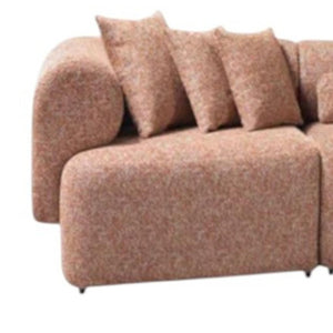 HomeRoots Orange Boucle Modular Curved Sectional Sofa - Plush Comfort, 3-Piece Design with 9 Toss Pillows 643975