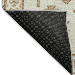HomeRoots 5' X 8' Modern Burnt Sienna and Beige Geometric Area Rug - Washable, UV-Protected, Pet-Friendly! 643977