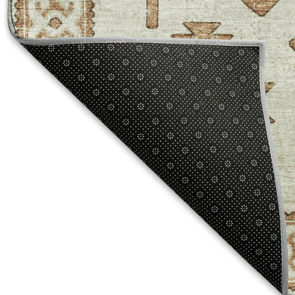 HomeRoots 5' X 8' Modern Burnt Sienna and Beige Geometric Area Rug - Washable, UV-Protected, Pet-Friendly! 643977