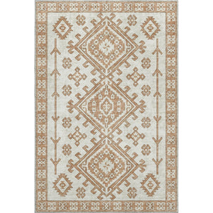 HomeRoots 9' X 12' Stylish Burnt Sienna & Beige Geometric Area Rug - Washable, UV Protected, Durable Design 643980