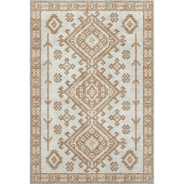 HomeRoots 9' X 12' Stylish Burnt Sienna & Beige Geometric Area Rug - Washable, UV Protected, Durable Design 643980