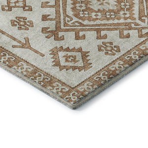 HomeRoots 9' X 12' Stylish Burnt Sienna & Beige Geometric Area Rug - Washable, UV Protected, Durable Design 643980