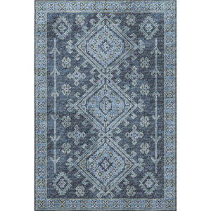 HomeRoots 9' X 12' Blue & Sky Blue Geometric Area Rug - Washable, UV-Protected, Stain-Resistant & Soft! 643986