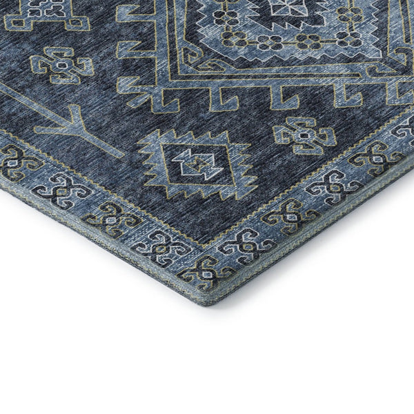 HomeRoots 9' X 12' Blue & Sky Blue Geometric Area Rug - Washable, UV-Protected, Stain-Resistant & Soft! 643986