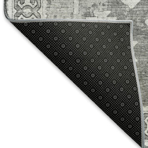 HomeRoots 8' X 10' Stylish Ash Gray & Ivory Geometric Washable Area Rug with UV Protection for Modern Homes 643991
