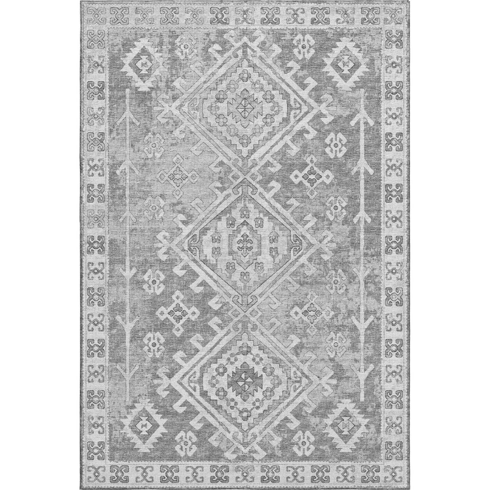 HomeRoots 10' X 14' Geometric Washable Area Rug in Ash Gray & Ivory – UV Protected, Durable, Stylish Design! 643993