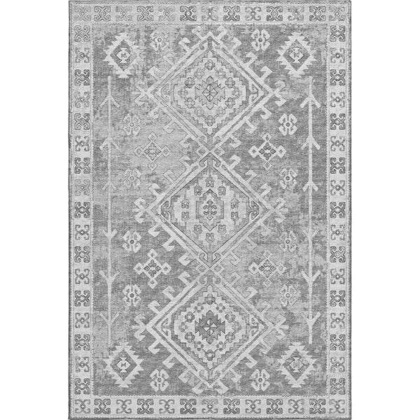 HomeRoots 10' X 14' Geometric Washable Area Rug in Ash Gray & Ivory – UV Protected, Durable, Stylish Design! 643993