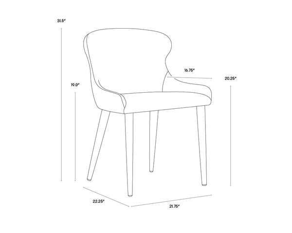 Sunpan Evora Dining Chair Set of 2 - Stylish Faux Leather Design with Upholstered Metal Legs for Elegance Dillon Thunder