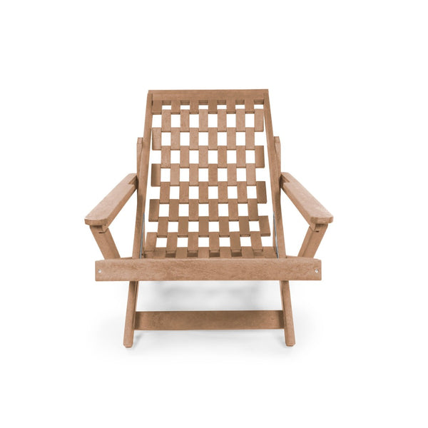 English Elm Pinecrest Outdoor Folding Lounge Chair Recycled Hdpe Reclining Patio Seat with Cushion Teak B2745P409694