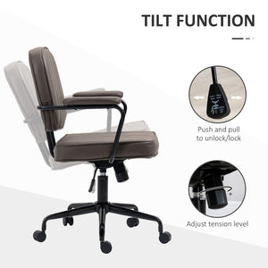 English Elm Vinsetto Light Brown Microfiber Office Chair With Adjustable Height, Tilt Function & Swivel Wheels W2225P217511-GIGA