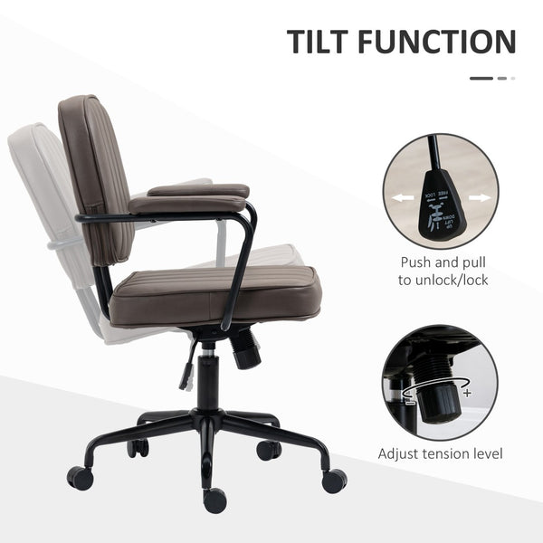 English Elm Vinsetto Light Brown Microfiber Office Chair With Adjustable Height, Tilt Function & Swivel Wheels W2225P217511-GIGA