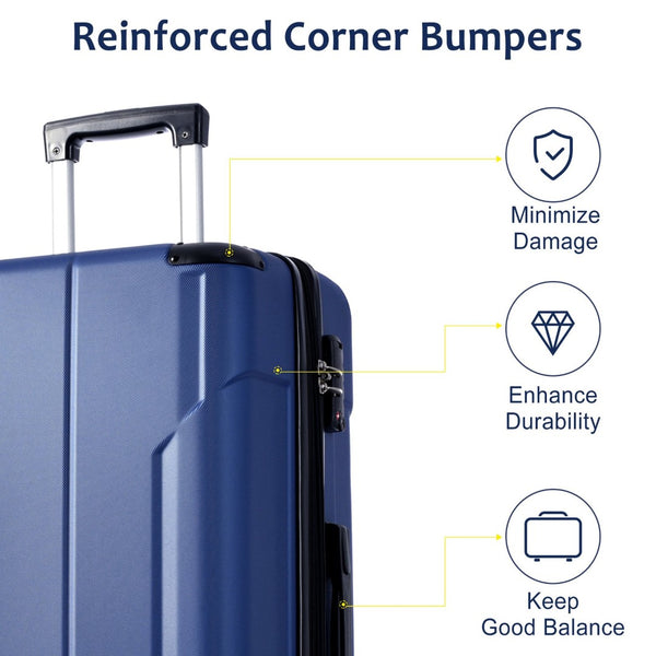 English Elm Luggage Set 3 Piece Abs Hard Shell Expandable Suitcase with Tsa Lock Spinner Wheels Blue N730P296765C