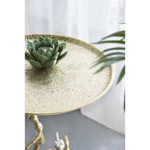 English Elm 16.9x16.9x28" Round Aluminum Side Table Sculptural Bird Branch Art Deco Accent W2078P485327