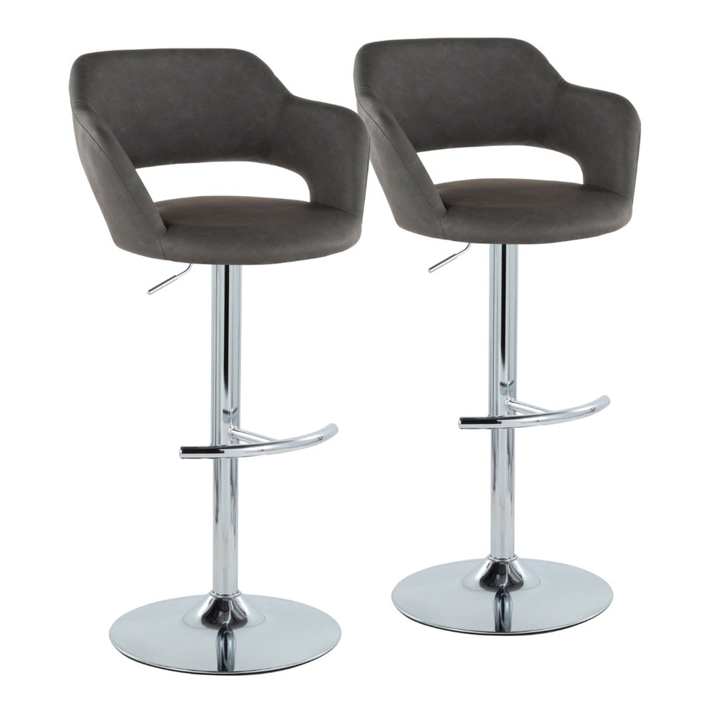 English Elm Adjustable Swivel Barstools Set of 2 Cream Upholstered Seat Black Steel Frame B202S00970