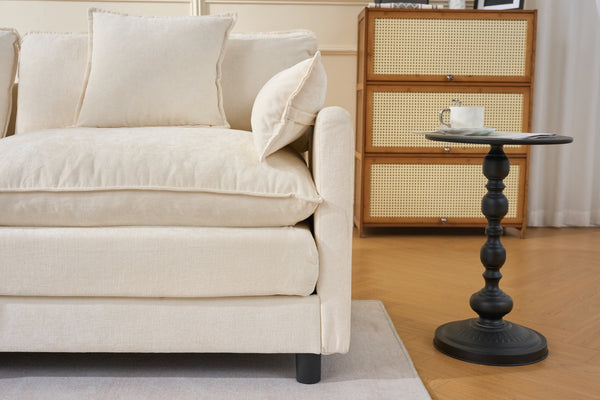 English Elm 39.4" Chenille Club Chair with Ottoman Solid Wood Frame for Living Room or Bedroom Beige W3244P392643