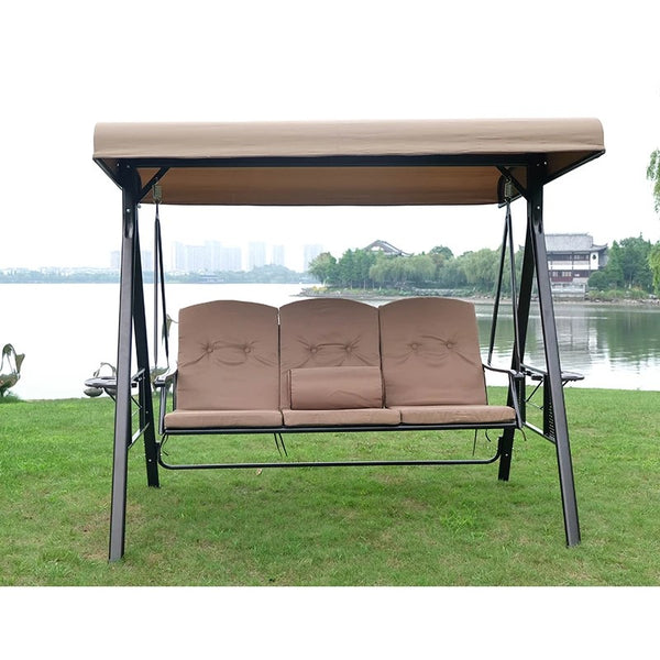 English Elm Garden Replacement Canopy Top for GT Porch Swing Model GCS00229C UV Resistant Polyester Cover, Retractable Shade Compatible with 12x9ft Pergola Frame Beige W419P329179