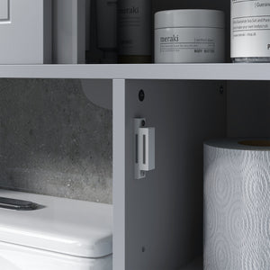 English Elm kleankin Over Toilet Storage Cabinet Gray — Space-Saving 4 Cubbies, Adjustable Shelf, Sliding Top Doors, Durable MDF (35" W x 41" H) W2225P173965