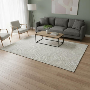 HomeRoots 5' X 8' Linen & Ivory Geometric Area Rug - Modern Style, UV Protection, Washable, Family-Friendly Design 644001