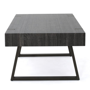 English Elm Christopher Knight Home® - COFFEE Faux Wood Industrial Coffee Table with Powder-Coated Metal Legs, Sturdy MDF Top, 43.25" L Black 59446.00BLK