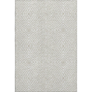 HomeRoots 10' X 14' Linen & Ivory Geometric Washable Area Rug - Durable, UV Protected, Ideal for Homes with Kids & Pets 644005