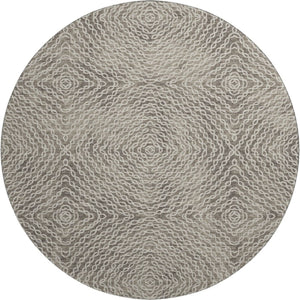 HomeRoots 8' Coffee and Beige Geometric Round Rug - Stylish, Washable, UV-Protected, Perfect for Any Space! 644008