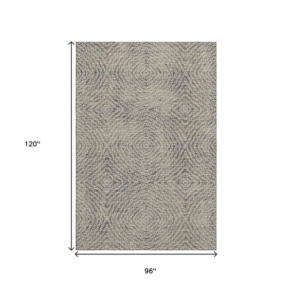 HomeRoots 8' X 10' Stylish Coffee and Beige Geometric Area Rug – Washable, UV-Protected & Stain Resistant Design 644009
