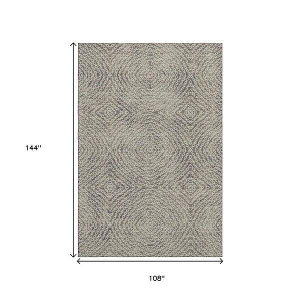 HomeRoots 9' X 12' Modern Coffee and Beige Geometric Area Rug with UV Protection for Easy Care and Style 644010
