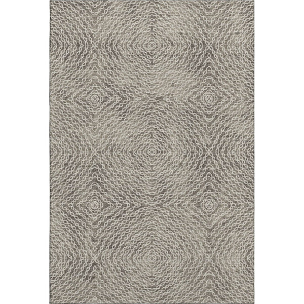 HomeRoots 9' X 12' Modern Coffee and Beige Geometric Area Rug with UV Protection for Easy Care and Style 644010