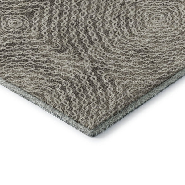 HomeRoots 9' X 12' Modern Coffee and Beige Geometric Area Rug with UV Protection for Easy Care and Style 644010