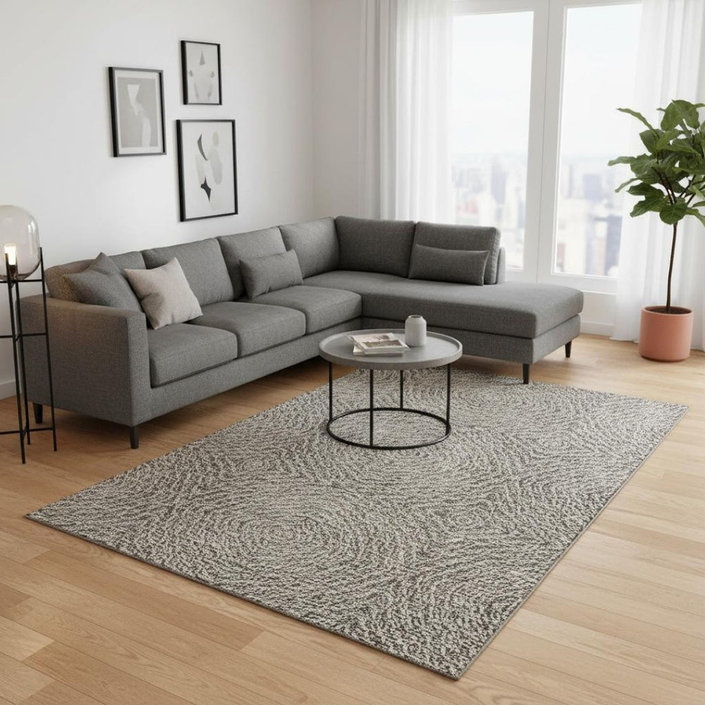 HomeRoots 9' X 12' Modern Coffee and Beige Geometric Area Rug with UV Protection for Easy Care and Style 644010